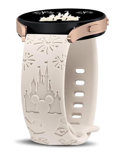 YealRed 20mm Cartoon Gravierte Armband Kompatibel mit Samsung Galaxy Watch FE/ 7/6/ 5/4, Damen Niedliches Anime Silikon Uhrenarmband für Galaxy Watch 6 Classic/ 5 Pro 45mm/ 4 Classic (Sternenlicht) von YealRed