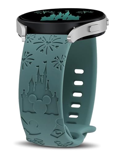 YealRed 20mm Cartoon Gravierte Armband Kompatibel mit Samsung Galaxy Watch FE/ 7/6/ 5/4, Damen Niedliches Anime Silikon Uhrenarmband für Galaxy Watch 6 Classic/ 5 Pro 45mm/ 4 Classic (Grün) von YealRed