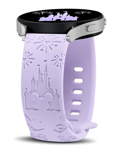 YealRed 20mm Cartoon Gravierte Armband Kompatibel mit Samsung Galaxy Watch FE/ 7/6/ 5/4, Damen Niedliches Anime Silikon Uhrenarmband für Galaxy Watch 6 Classic/ 5 Pro 45mm/ 4 Classic (Lila) von YealRed
