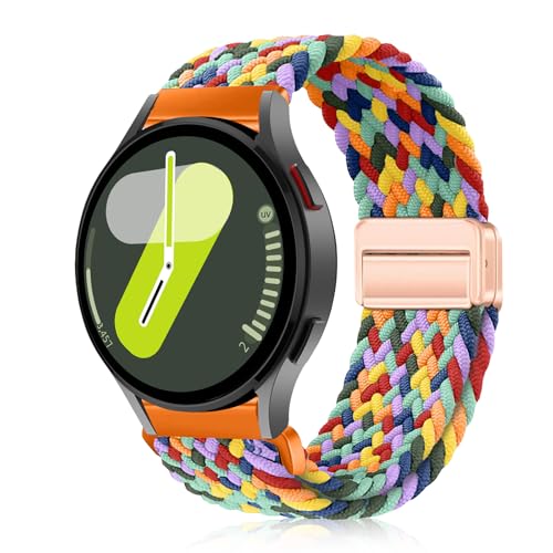 YealRed 20mm Nylon Armband Kompatibel mit Samsung Galaxy Watch FE / 7/6 / 5/4, Sport Uhrenarmband für Samsung Galaxy Watch 6 Classic / 5 Pro 45mm / 4 Classic (W Bunt) von YealRed