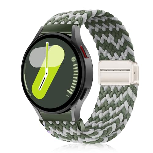 YealRed 20mm Nylon Armband Kompatibel mit Samsung Galaxy Watch FE / 7/6 / 5/4, Sport Uhrenarmband für Samsung Galaxy Watch 6 Classic / 5 Pro 45mm / 4 Classic (Grau Grün) von YealRed