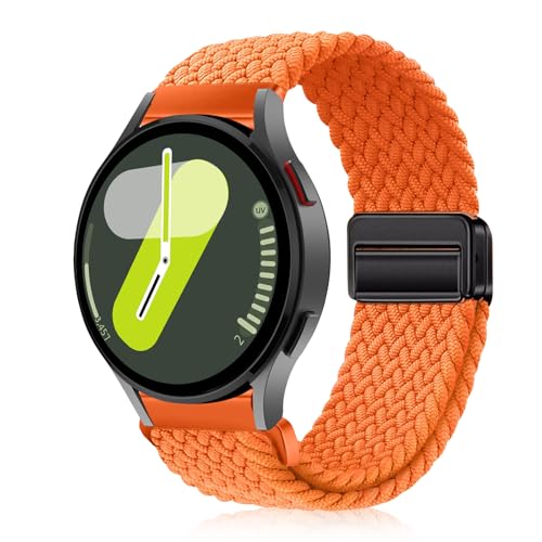 YealRed 20mm Nylon Armband Kompatibel mit Samsung Galaxy Watch FE / 7/6 / 5/4, Sport Uhrenarmband für Samsung Galaxy Watch 6 Classic / 5 Pro 45mm / 4 Classic (Orange) von YealRed