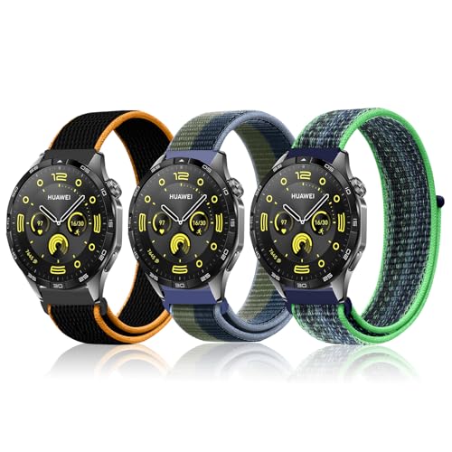 YealRed 22mm Nylon Armband [ 3 Stück ] Kompatibel mit Huawei Watch GT 4 46mm /GT 3 46mm /GT 2 46mm /GT 2e /GT 2 Pro ECG, Sport Uhrenarmband für Huawei Watch 4 46mm /4 Pro 48mm /3 Pro (HC+SSLPTL+LLPL) von YealRed