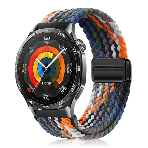 YealRed 22mm Nylon Armband Kompatibel mit Huawei Watch GT 5 Pro 46mm /GT 5 /GT 4 /GT 3 /GT 2 /GT 2 Pro ECG, Sport Uhrenarmband für Huawei Watch 4 46mm /4 Pro 48mm /3 Pro /2 Classic (Bunt) von YealRed