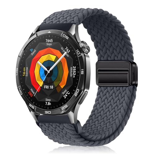 YealRed 22mm Nylon Armband Kompatibel mit Huawei Watch GT 5 Pro 46mm /GT 5 /GT 4 /GT 3 /GT 2 /GT 2 Pro ECG, Sport Uhrenarmband für Huawei Watch 4 46mm /4 Pro 48mm /3 Pro /2 Classic (Grau) von YealRed