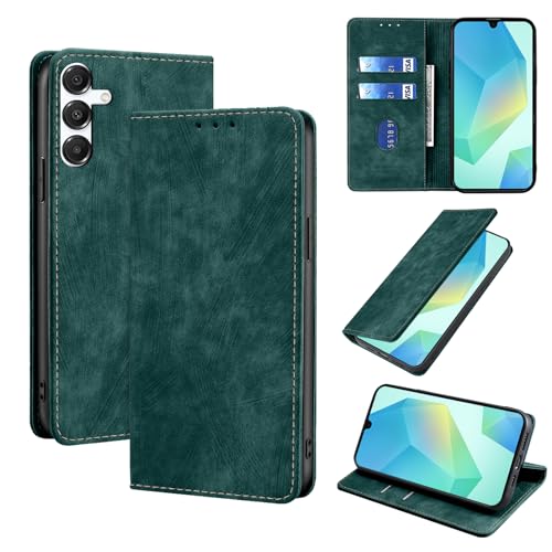 YealRed Handyhülle für Samsung Galaxy A16 5G / 4G Hülle Premium Lederhülle [Standfunktion] [Kartenfächern] TPU Stoßfest Schutzhülle Retro-Stil Klapphülle Kompatibel mit Galaxy A16 5G / 4G - Grün von YealRed