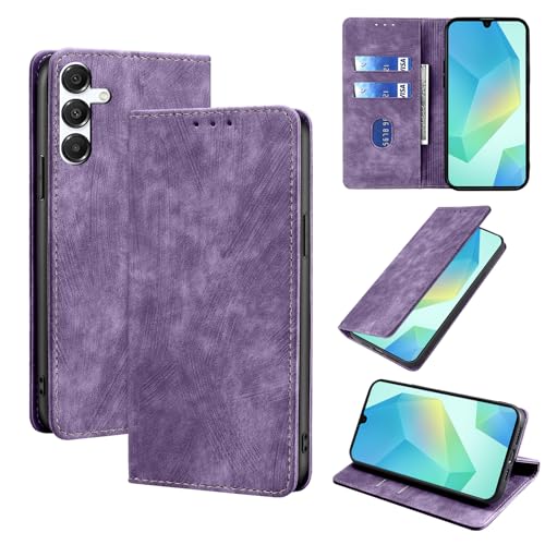 YealRed Handyhülle für Samsung Galaxy A16 5G / 4G Hülle Premium Lederhülle [Standfunktion] [Kartenfächern] TPU Stoßfest Schutzhülle Retro-Stil Klapphülle Kompatibel mit Galaxy A16 5G / 4G - Lila von YealRed