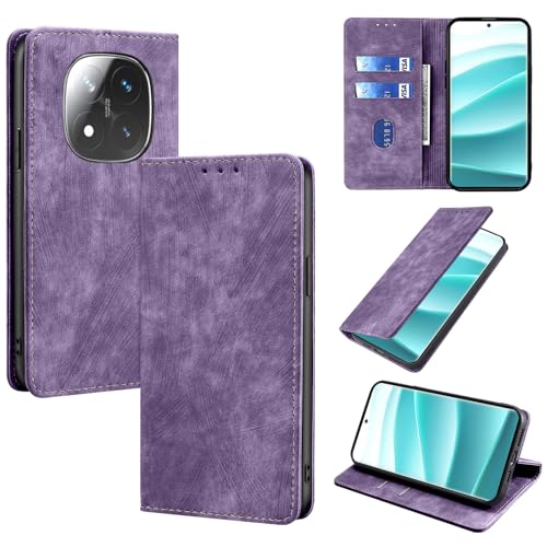YealRed Handyhülle für Xiaomi Redmi Note 14 Pro 5G Hülle Premium Lederhülle [Standfunktion] [Kartenfächern] TPU Stoßfest Schutzhülle Retro-Stil Klapphülle für Redmi Note 14 Pro 5G - Lila von YealRed