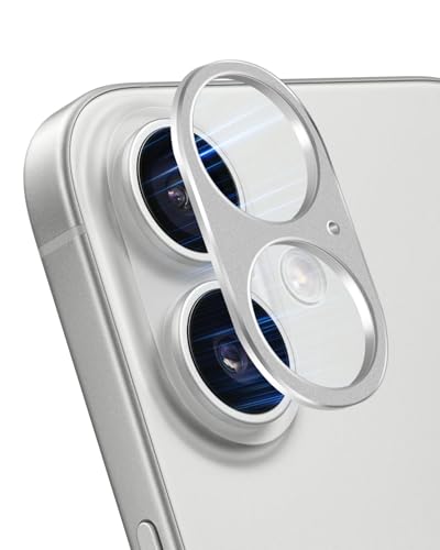 YealRed Kameraschutz Kompatibel mit iPhone 16 / iPhone 16 Plus, 9H Metalle Kamera Schutzrahmen Keine Auswirkung auf das Schießen Kamera Schutzfolie für iPhone 16/16 Plus - 1 Stück (Silber) von YealRed