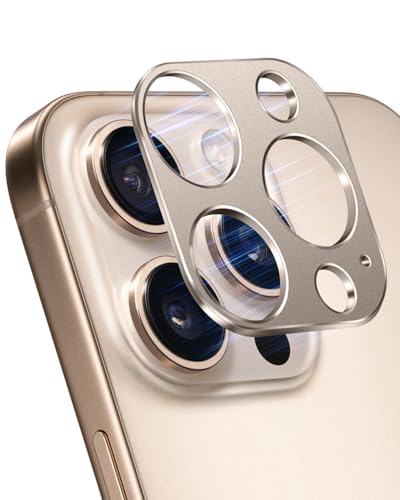 YealRed Kameraschutz Kompatibel mit iPhone 16 Pro /16 Pro Max, 9H Metalle Kamera Schutzrahmen Keine Auswirkung auf das Schießen Kamera Schutzfolie für iPhone 16 Pro /16 Pro Max - 1 Stück (Titangold) von YealRed