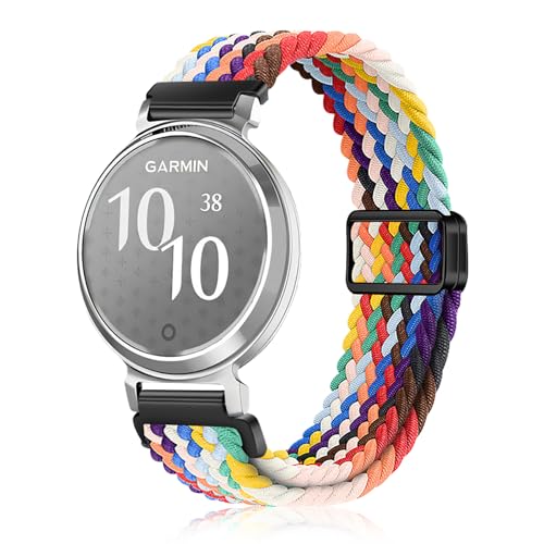 YealRed Nylon Armband für Garmin Lily 2, Magnetische Schnalle Ersatzbänder, Geflochtenes Herren Damen Ersatzband Uhrenarmband Kompatibel mit Garmin Lily 2 (Regenbogen) von YealRed