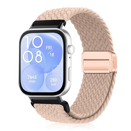 YealRed Nylon Armband für Huawei Watch Fit 3, Magnetische Schnalle Ersatzbänder, Geflochtenes Herren Damen Ersatzband Uhrenarmband Kompatibel mit Huawei Watch Fit 3 (Kühles Braun) von YealRed