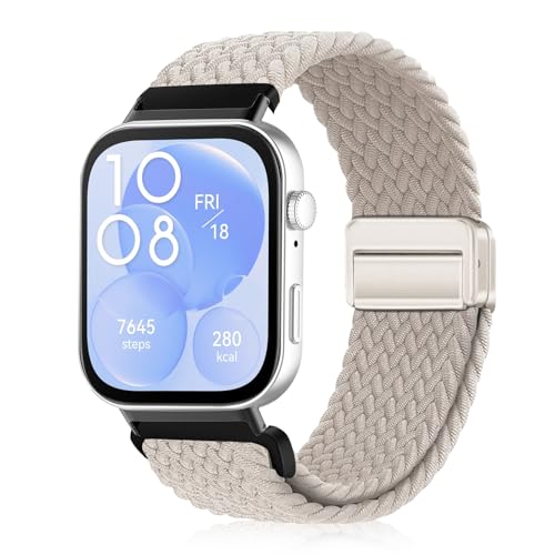 YealRed Nylon Armband für Huawei Watch Fit 3, Magnetische Schnalle Ersatzbänder, Geflochtenes Herren Damen Ersatzband Uhrenarmband Kompatibel mit Huawei Watch Fit 3 (Sternenlicht) von YealRed