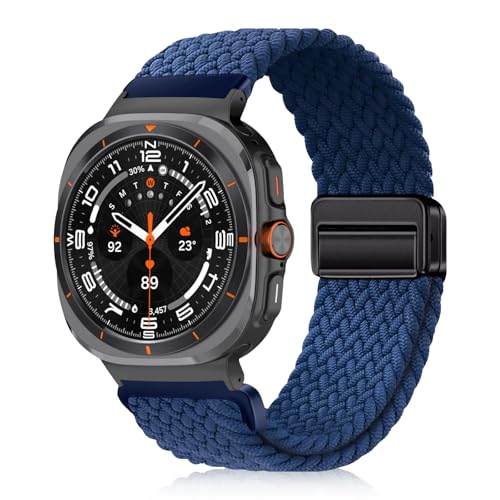 YealRed Nylon Armband für Samsung Galaxy Watch Ultra 47mm, Magnetische Schnalle Ersatzbänder, Geflochtenes Herren Damen Ersatzband Uhrenarmband Kompatibel mit Galaxy Watch Ultra (Blau) von YealRed