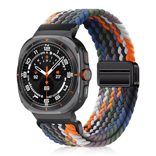 YealRed Nylon Armband für Samsung Galaxy Watch Ultra 47mm, Magnetische Schnalle Ersatzbänder, Geflochtenes Herren Damen Ersatzband Uhrenarmband Kompatibel mit Galaxy Watch Ultra (Bunt) von YealRed