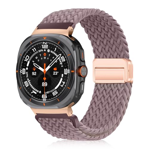 YealRed Nylon Armband für Samsung Galaxy Watch Ultra 47mm, Magnetische Schnalle Ersatzbänder, Geflochtenes Herren Damen Ersatzband Uhrenarmband Kompatibel mit Galaxy Watch Ultra (Lila) von YealRed