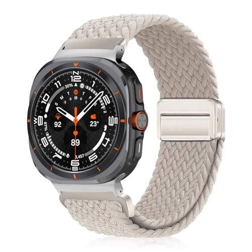 YealRed Nylon Armband für Samsung Galaxy Watch Ultra 47mm, Magnetische Schnalle Ersatzbänder, Geflochtenes Herren Damen Ersatzband Uhrenarmband Kompatibel mit Galaxy Watch Ultra (Sternenlicht) von YealRed