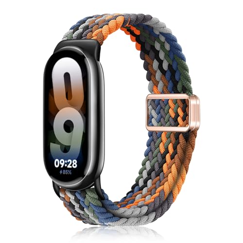 YealRed Nylon Armband für Xiaomi Mi Band 9 / Mi Band 8, Magnetische Schnalle Ersatzbänder, Geflochtenes Ersatzband Uhrenarmband Kompatibel mit Xiaomi Smart Band 8 / Smart Band 9 (Bunt) von YealRed