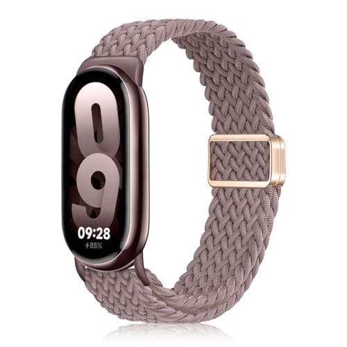 YealRed Nylon Armband für Xiaomi Mi Band 9 / Mi Band 8, Magnetische Schnalle Ersatzbänder, Geflochtenes Ersatzband Uhrenarmband Kompatibel mit Xiaomi Smart Band 8 / Smart Band 9 (Lila) von YealRed