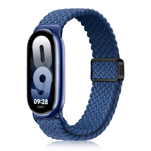 YealRed Nylon Armband für Xiaomi Mi Band 9 / Mi Band 8, Magnetische Schnalle Ersatzbänder, Geflochtenes Ersatzband Uhrenarmband Kompatibel mit Xiaomi Smart Band 8 / Smart Band 9 (Meerblau) von YealRed