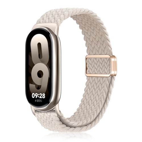 YealRed Nylon Armband für Xiaomi Mi Band 9 / Mi Band 8, Magnetische Schnalle Ersatzbänder, Geflochtenes Ersatzband Uhrenarmband Kompatibel mit Xiaomi Smart Band 8 / Smart Band 9 (Sternenlicht) von YealRed