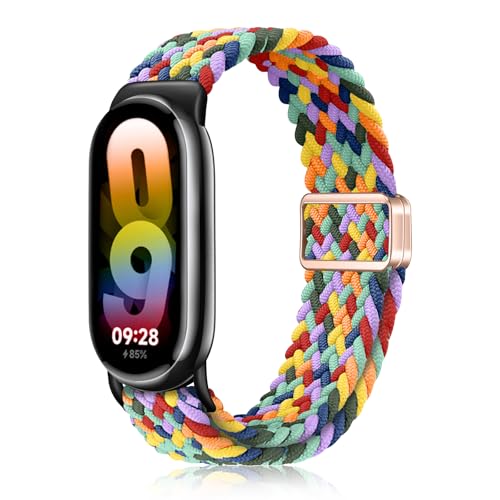 YealRed Nylon Armband für Xiaomi Mi Band 9 / Mi Band 8, Magnetische Schnalle Ersatzbänder, Geflochtenes Ersatzband Uhrenarmband Kompatibel mit Xiaomi Smart Band 8 / Smart Band 9 (W Bunt) von YealRed