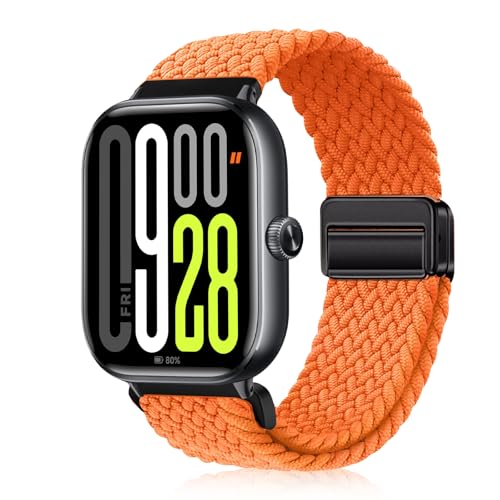 YealRed Nylon Armband für Xiaomi Redmi Watch 5 / Redmi Watch 4 / Xiaomi Mi Band 9 Pro/Mi Band 8 Pro, Ersatzbänder Uhrenarmband Kompatibel mit Xiaomi Redmi Watch 5 / Redmi Watch 4 (Orange) von YealRed