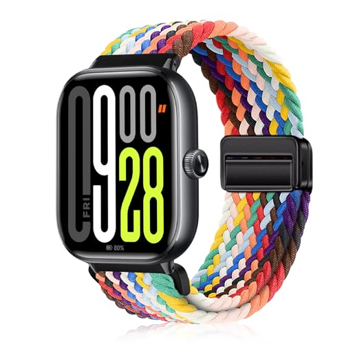 YealRed Nylon Armband für Xiaomi Redmi Watch 5 / Redmi Watch 4 / Xiaomi Mi Band 9 Pro/Mi Band 8 Pro, Ersatzbänder Uhrenarmband Kompatibel mit Xiaomi Redmi Watch 5 / Redmi Watch 4 (Regenbogen) von YealRed