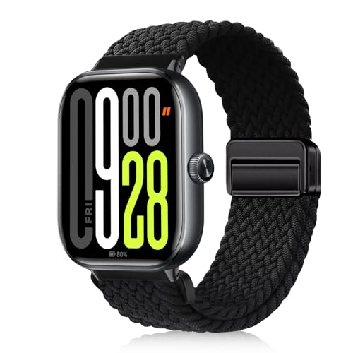 YealRed Nylon Armband für Xiaomi Redmi Watch 5 / Redmi Watch 4 / Xiaomi Mi Band 9 Pro/Mi Band 8 Pro, Ersatzbänder Uhrenarmband Kompatibel mit Xiaomi Redmi Watch 5 / Redmi Watch 4 (Schwarz) von YealRed