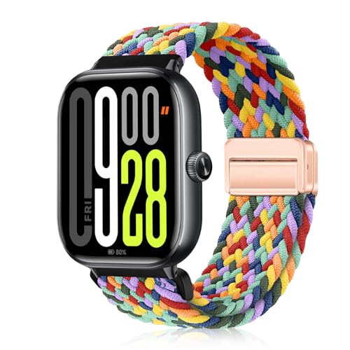 YealRed Nylon Armband für Xiaomi Redmi Watch 5 / Redmi Watch 4 / Xiaomi Mi Band 9 Pro/Mi Band 8 Pro, Ersatzbänder Uhrenarmband Kompatibel mit Xiaomi Redmi Watch 5 / Redmi Watch 4 (W Bunt) von YealRed