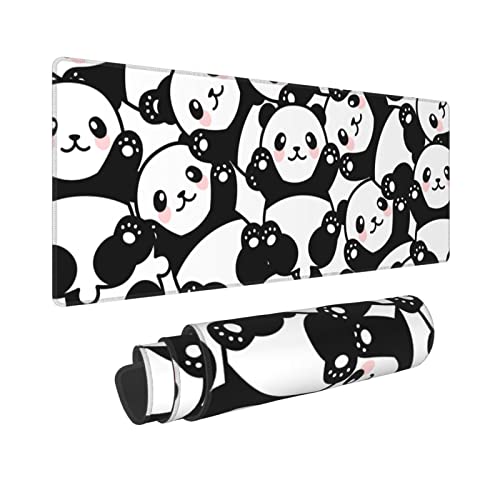 Niedliches Panda-Mauspad, erweitertes großes Gaming-Mauspad, XL, übergroße Schreibtischunterlage, genähte Kanten, rutschfeste Matte, 80 x 30 cm Niedliches Panda-Mauspad, erweitertes großes Gaming-Mauspad, XL, übergroße Schreibtischunterlage, genähte Kanten, rutschfeste Matte, 80 x 30 cm von Yealedee