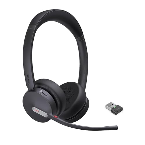 Yealink BH70 Bluetooth Headset mit Mikrofon für homeoffice, Microsoft Teams-zertifiziertes Bluetooth Kopfhörer Kabellos bis zu 35h Sprechzeit, 3-Mikrofon-Geräuschunterdrückung, 147g leichtes USB-A von Yealink