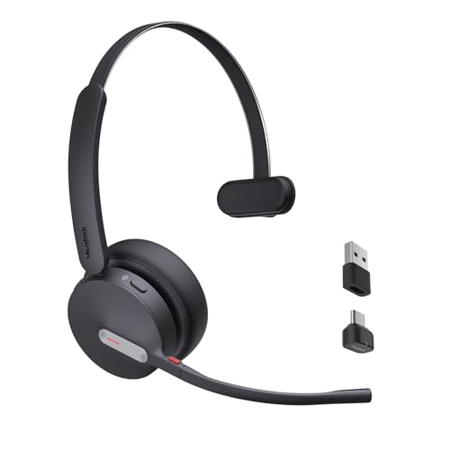 Yealink BH70 Mono Bluetooth Headset mit Mikrofon für Homeoffice, Microsoft Teams Zertifiziertes Bluetooth Kopfhörer Kabellos bis zu 35h Sprechzeit, 3 Mikrofon Geräuschunterdrückung, 147g Leichtes von Yealink