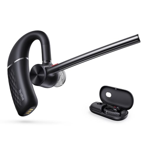 Yealink BH71 Bluetooth Headset, kabellose Ohrhörer mit Ladeetui, Reihändige Kopfhörer mit Geräuschunterdrückung Mikrofon, Anschluss an PC, Mac, Mobiltelefone Kabellos Telefonieren von Yealink