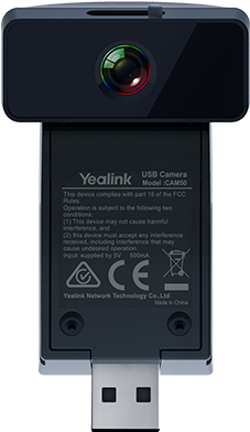 Yealink CAM50 - Kamera f�r Videokonferenz - Farbe - 2 MP - 1280 x 720 - 720/30p - H.264, VP8 - Gleichstrom 5 V (CAM50) von Yealink