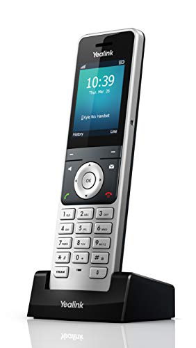 Yealink W56H IP-DECT-Mobilteil Handset Telefon mit Farbdisplay (2,4 Zoll TFT-Farbbildschirm), Basisstationmit Ethernet-Port, Silber/Schwarz von Yealink