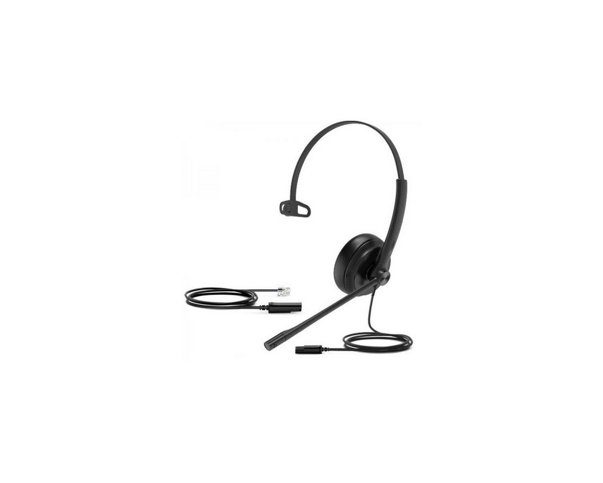 Yealink YHS34 MONO - Breitband-Headset mit Leder-Ohrpolster für... DECT-Telefon von Yealink