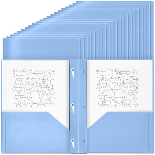 Yeaqee Kunststoff-Ordner mit Taschen und Zinken, Kunststoffordner mit 2 Taschen, für Büro, Schule, Studenten, Lehrer, Büroangestellte, 60 Stück (Haze Blue) von Yeaqee