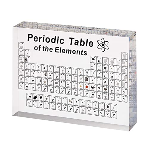 Periodensystem mit Echten Elementen Im Inneren,Acryl Periodic Table of 83 Elementen,Proben Periodensystem Geschenk für Schüler Lehrer Desktop Dekor (Periodensystem der Elemente) von Yearninglife