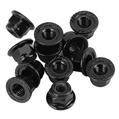 12 STÜCKE Rutschfeste Reifen-Kontermutter Radmutter 4mm Kettenradmutter mit Nylonfutter für Axial SCX10 1/10 RC Auto (BLACK) von Yechiry