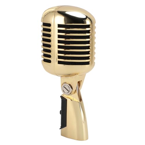 Vintage -Mikrofon, Zinklegierung Selbstspannende Rotierende Rack Cardioid Directional Dynamisches Mikrofon, Old School -Mikrofon | Retro -Mikrofon für Bühnenaufführungen (GOLD1) von Yechiry