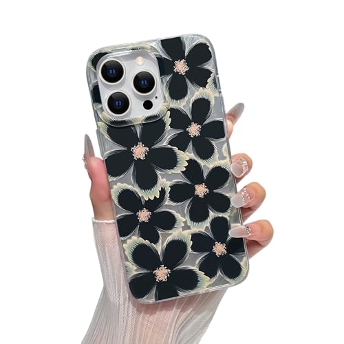 Yeddabox Schutzhülle für iPhone 14 Pro Max, süßes Blumenmotiv mit Laser-Federgarn, stoßfest, weiche TPU-Schutzhülle für Damen und Mädchen, Schwarz Yeddabox Schutzhülle für iPhone 14 Pro Max, süßes Blumenmotiv mit Laser-Federgarn, stoßfest, weiche TPU-Schutzhülle für Damen und Mädchen, Schwarz von Yeddabox