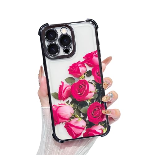 Yeddabox Schutzhülle für iPhone 15 Pro Max, klare Rose, galvanisierte Schutzhülle mit Airbag, stoßfest, dünn, weiche TPU-Handyhülle für Damen und Mädchen, Schwarz Yeddabox Schutzhülle für iPhone 15 Pro Max, klare Rose, galvanisierte Schutzhülle mit Airbag, stoßfest, dünn, weiche TPU-Handyhülle für Damen und Mädchen, Schwarz von Yeddabox