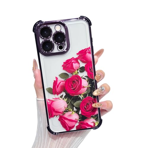 Yeddabox Schutzhülle für iPhone 15 Pro Max, klare Rose, galvanisierte Schutzhülle mit Airbag, stoßfest, dünn, weiches TPU, für Damen und Mädchen, Lila Yeddabox Schutzhülle für iPhone 15 Pro Max, klare Rose, galvanisierte Schutzhülle mit Airbag, stoßfest, dünn, weiches TPU, für Damen und Mädchen, Lila von Yeddabox