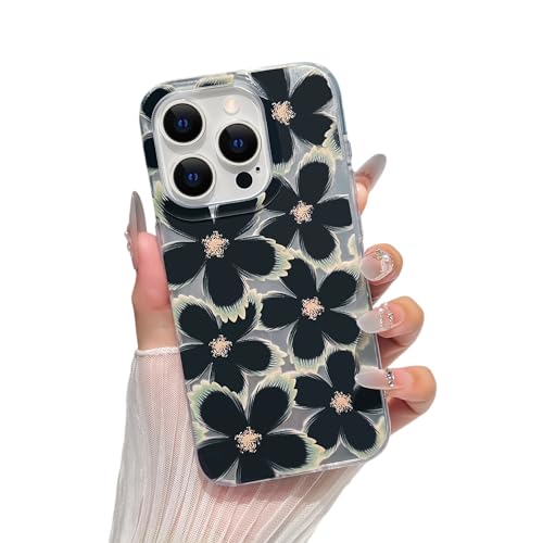 Yeddabox Schutzhülle für iPhone 15 Pro Max, süßes Blumenmotiv mit Laser-Federgarn, stoßfest, weiche TPU-Schutzhülle für Damen und Mädchen, Schwarz Yeddabox Schutzhülle für iPhone 15 Pro Max, süßes Blumenmotiv mit Laser-Federgarn, stoßfest, weiche TPU-Schutzhülle für Damen und Mädchen, Schwarz von Yeddabox