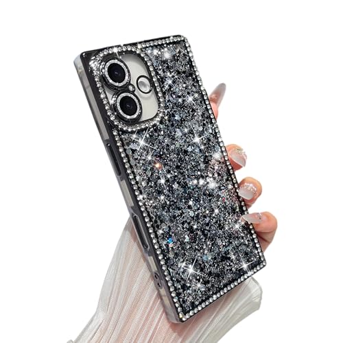 Yeddabox Schutzhülle für iPhone 16, Glitzer, luxuriöse Pailletten- und Diamant-Stoßfängerabdeckung mit verstärkter Ecke, weiche, stoßfeste galvanisierte Schutzhülle für iPhone 16 für Frauen und von Yeddabox