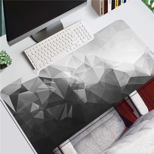 Groß Gaming Mauspad XXL,Mousepad 1000x500x3mm,Schwarz Grau Geometrisch Mauspad Vernähte Kanten WassXerdicht Anti-Rutsch Mousepad für PC,Laptop Verbessert Präzision und Geschwindigkei von Yeecer