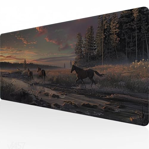 Mauspad XXL 600x400x3mm, Gaming Mauspad Tier Mousepad Groß, Schreibtisch Unterlage Pferd Motiv, WassXerdicht Desk Mat, Mouse Pad mit Vernähte Kanten, Verbessert Präzision und Geschwindigkeit YF-457 von Yeefion