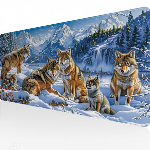 Mauspad XXL 700x400x3mm,Gaming Mauspad Wolf Mousepad Groß,Schreibtisch Unterlage Vogel Motiv,WassXerdicht Desk Mat,Mouse Pad mit Vernähte Kanten,Verbessert Präzision und Geschwindigkeit,Geschenk YF-87 von Yeefion