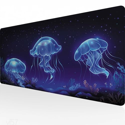 Mauspad XXL 800x300x3mm, Gaming Mauspad Qualle Mousepad Groß, Schreibtisch Unterlage Blau Motiv, WassXerdicht Desk Mat, Mouse Pad mit Vernähte Kanten, Verbessert Präzision und Geschwindigkeit YF-57 Mauspad XXL 800x300x3mm, Gaming Mauspad Qualle Mousepad Groß, Schreibtisch Unterlage Blau Motiv, WassXerdicht Desk Mat, Mouse Pad mit Vernähte Kanten, Verbessert Präzision und Geschwindigkeit YF-57 von Yeefion